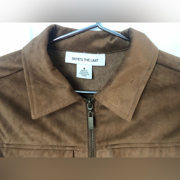 Skyes the Limit Suede Brown Tie In Back Zip up Jacket Size Small - Picture 3 of 10